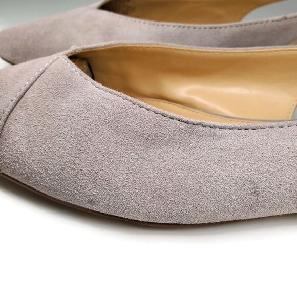 Vince Camuto Jasenia Light Grey Suede Closed Point-Toe Sling-Back Mule Flats - Picture 5 of 11